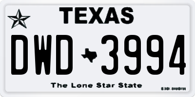 TX license plate DWD3994