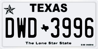 TX license plate DWD3996