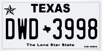 TX license plate DWD3998