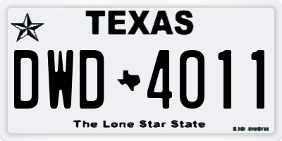 TX license plate DWD4011