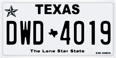 TX license plate DWD4019