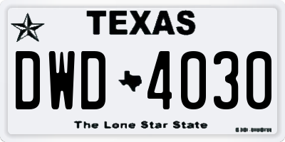 TX license plate DWD4030