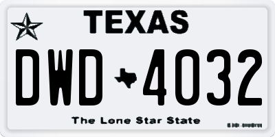 TX license plate DWD4032