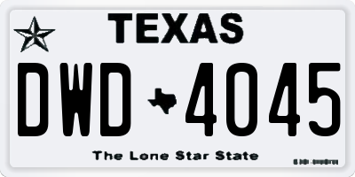 TX license plate DWD4045