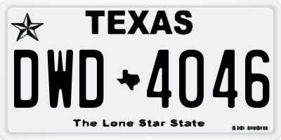 TX license plate DWD4046