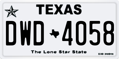 TX license plate DWD4058