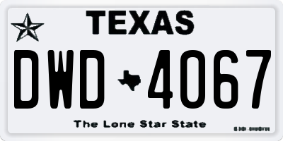TX license plate DWD4067