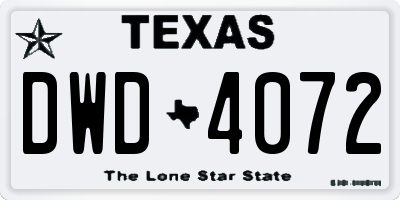 TX license plate DWD4072