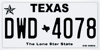 TX license plate DWD4078