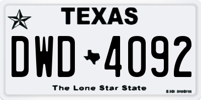 TX license plate DWD4092