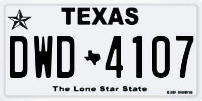 TX license plate DWD4107