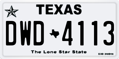 TX license plate DWD4113