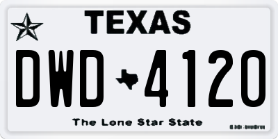TX license plate DWD4120
