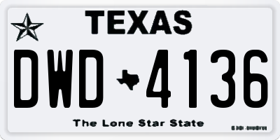 TX license plate DWD4136