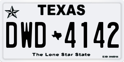 TX license plate DWD4142