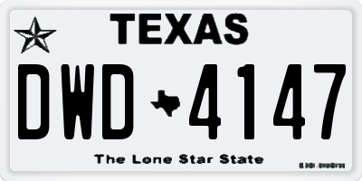 TX license plate DWD4147