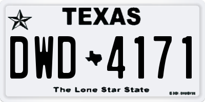 TX license plate DWD4171