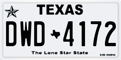 TX license plate DWD4172