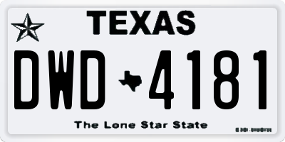 TX license plate DWD4181
