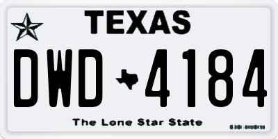 TX license plate DWD4184