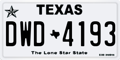 TX license plate DWD4193