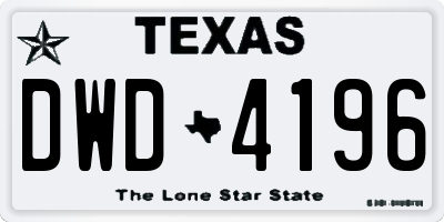 TX license plate DWD4196