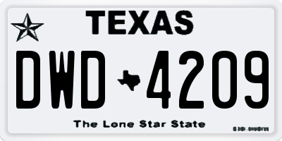 TX license plate DWD4209