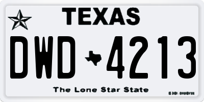 TX license plate DWD4213