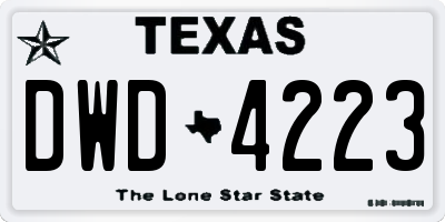 TX license plate DWD4223