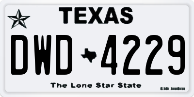 TX license plate DWD4229