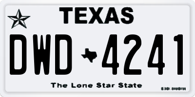 TX license plate DWD4241