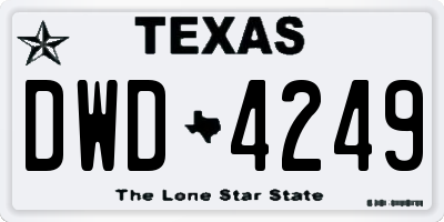 TX license plate DWD4249