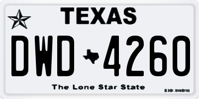 TX license plate DWD4260