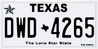 TX license plate DWD4265