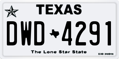 TX license plate DWD4291