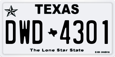 TX license plate DWD4301