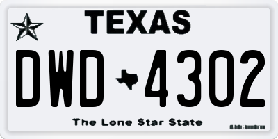 TX license plate DWD4302