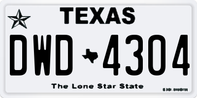 TX license plate DWD4304