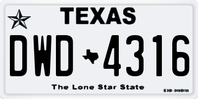 TX license plate DWD4316