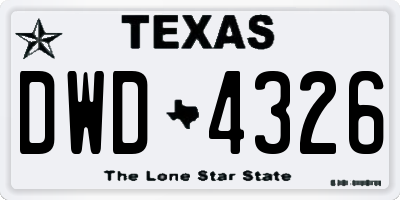TX license plate DWD4326