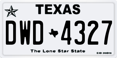 TX license plate DWD4327