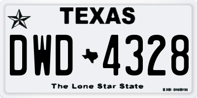 TX license plate DWD4328