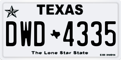 TX license plate DWD4335