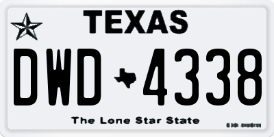 TX license plate DWD4338