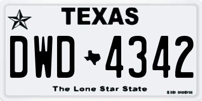 TX license plate DWD4342