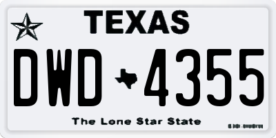TX license plate DWD4355