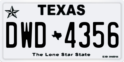 TX license plate DWD4356