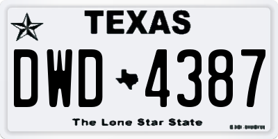 TX license plate DWD4387