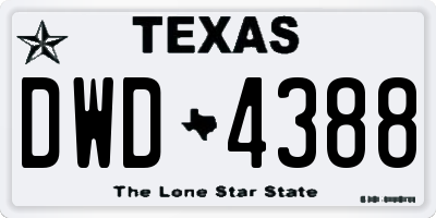 TX license plate DWD4388