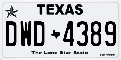 TX license plate DWD4389
